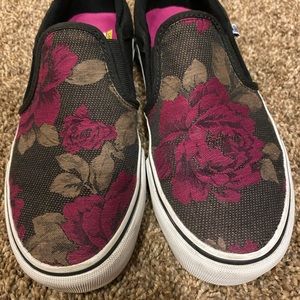Vans. Slip on. Rose designs. Size 7. Worn a few times. Box included